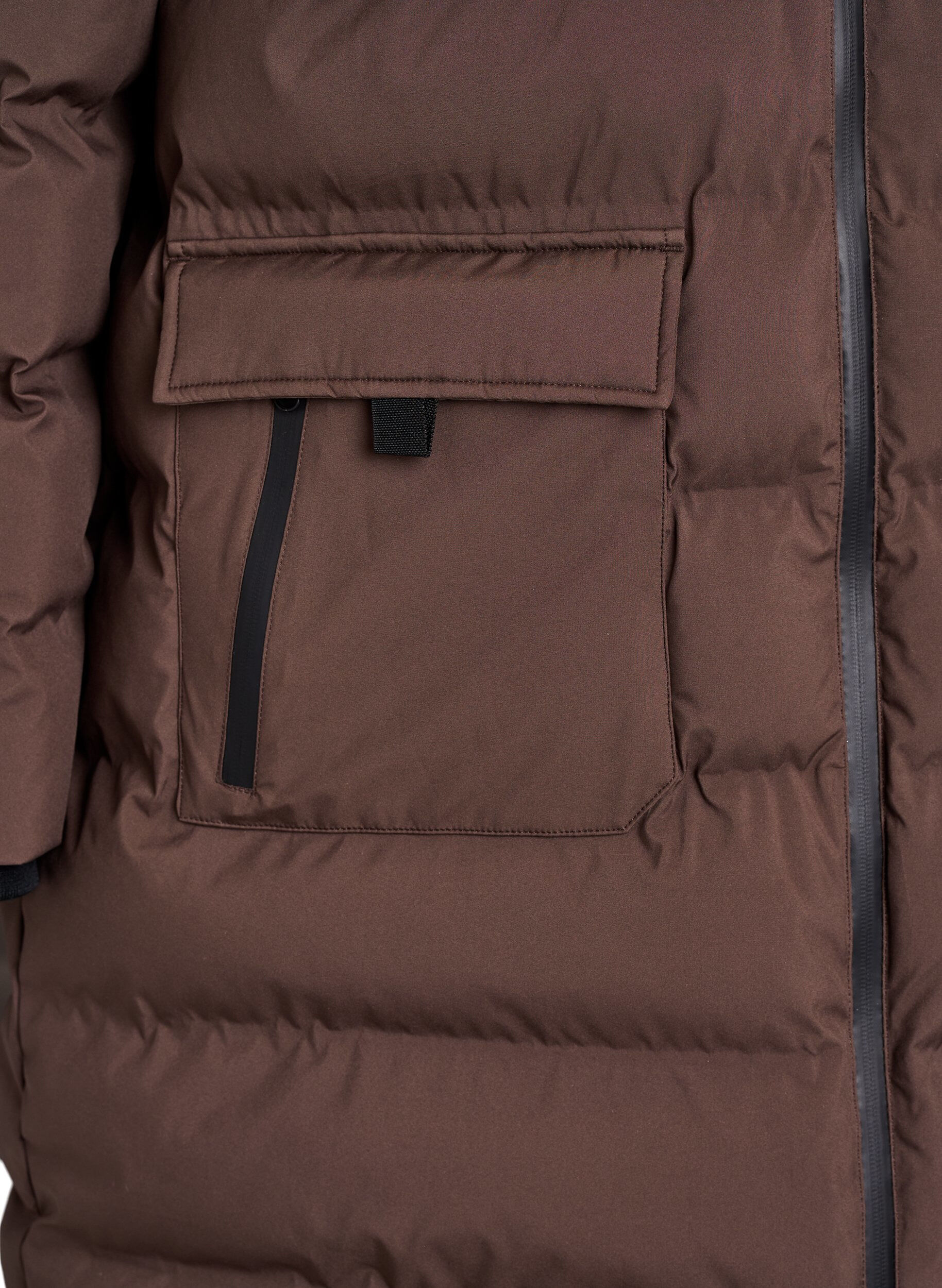 ZizziPuffermantel mit Kapuze und Taschen, Braun, Packshot image number 3