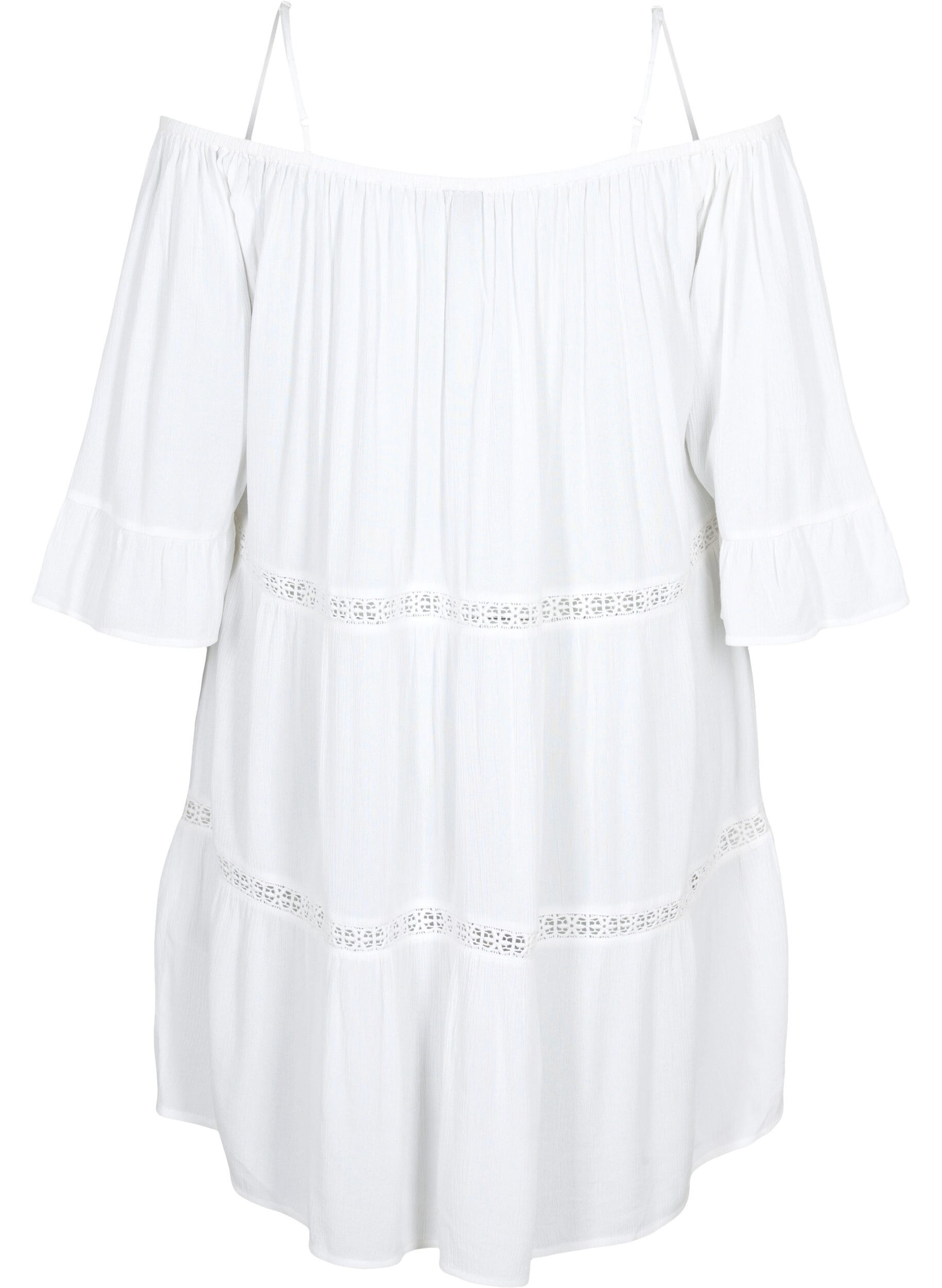 ZizziStrandtunika mit Off-Shoulder, White, Packshot image number 1