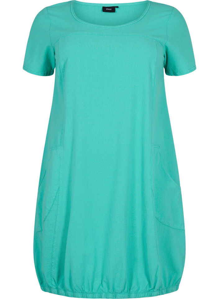Kurzarm Kleid aus Baumwolle, Aqua Green, Packshot image number 0