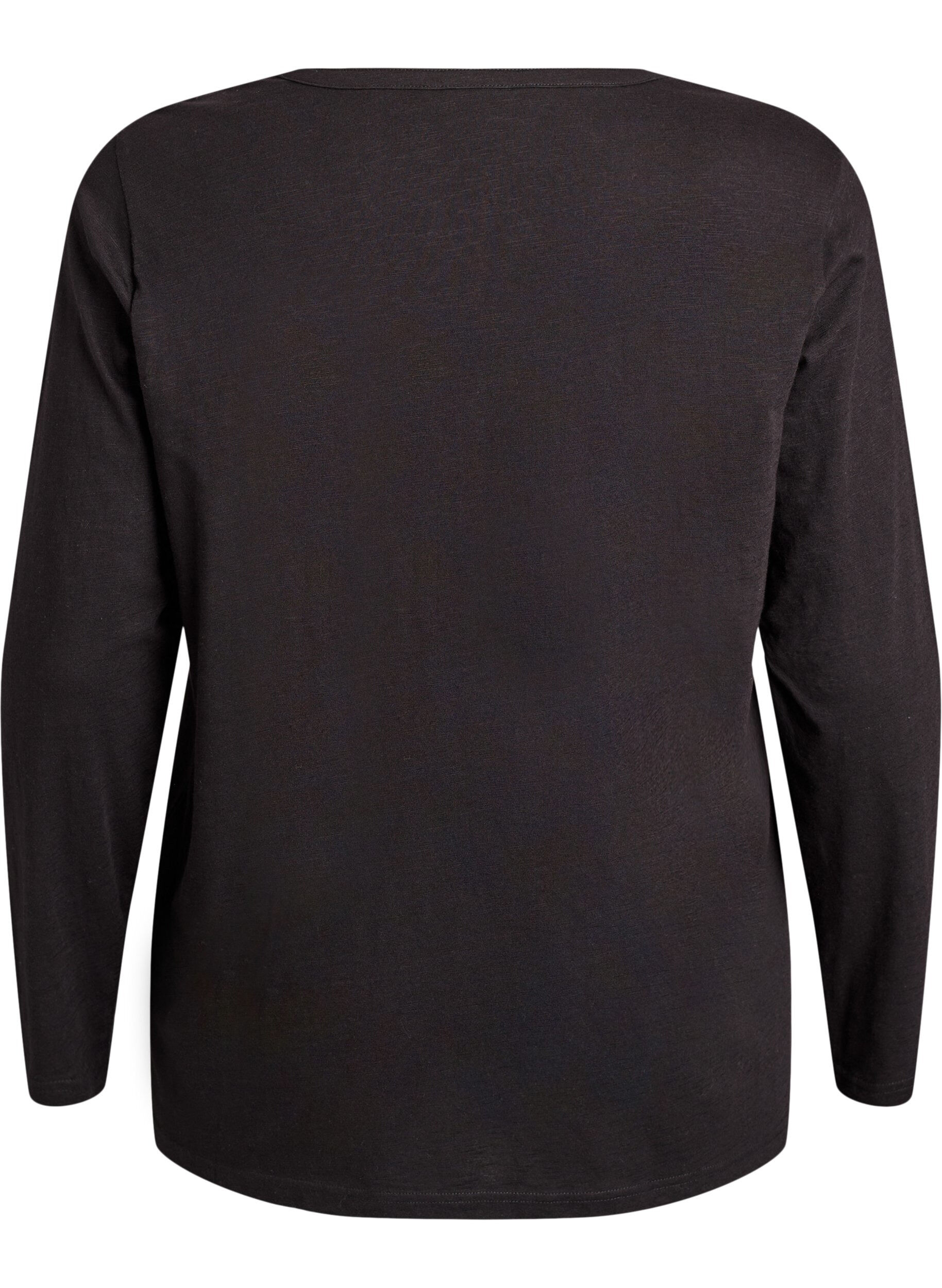 ZizziLangarmshirt mit V-Ausschnitt und Kn&ouml;pfen, Schwarz, Packshot image number 1