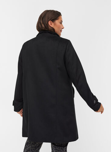 Jacke mit hohem Kragen und Wolle, Black, Model image number 1