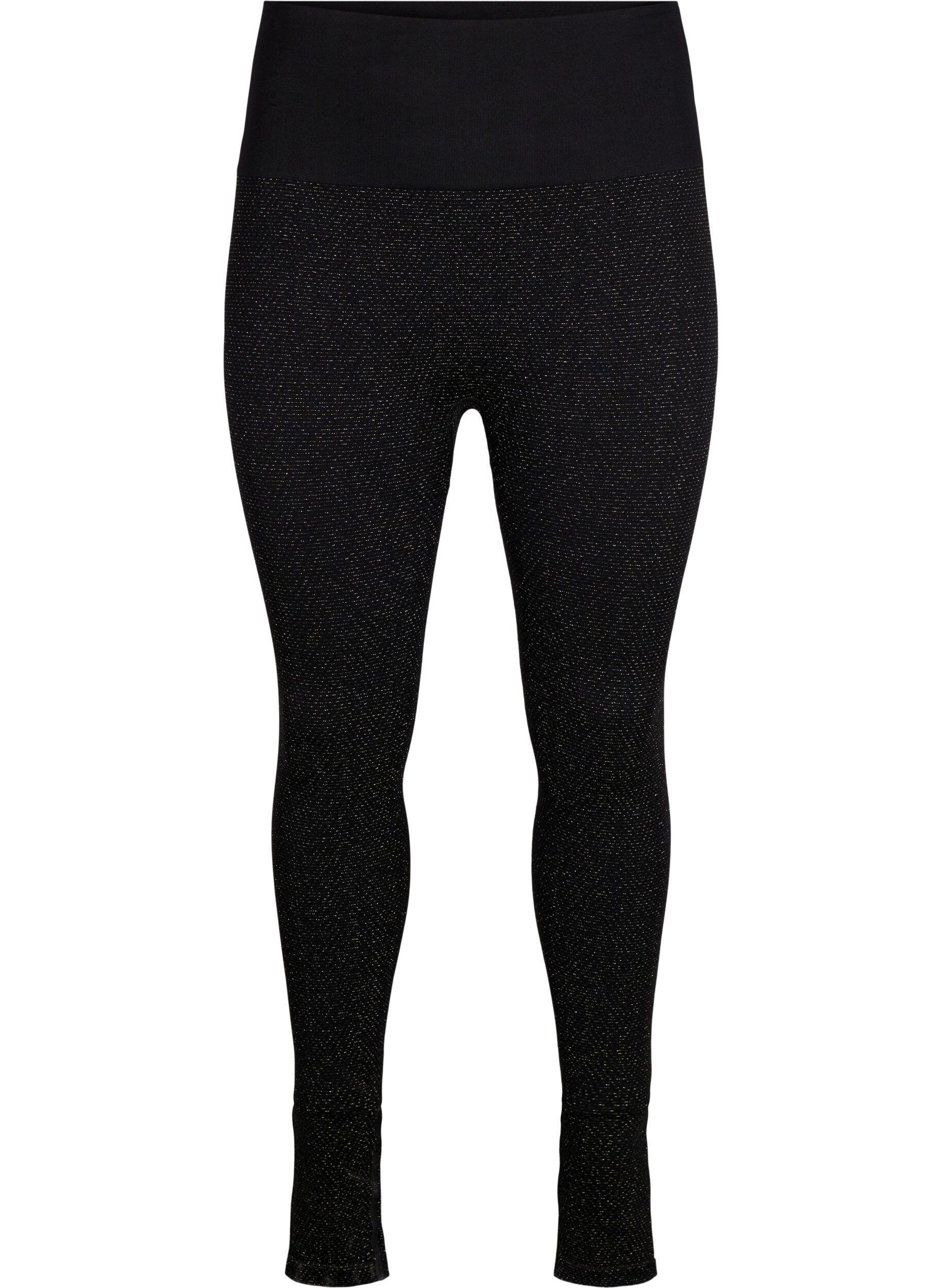 ZizziNahtlose Glitzer-Leggings, Black Gold Lurex, Packshot image number 0
