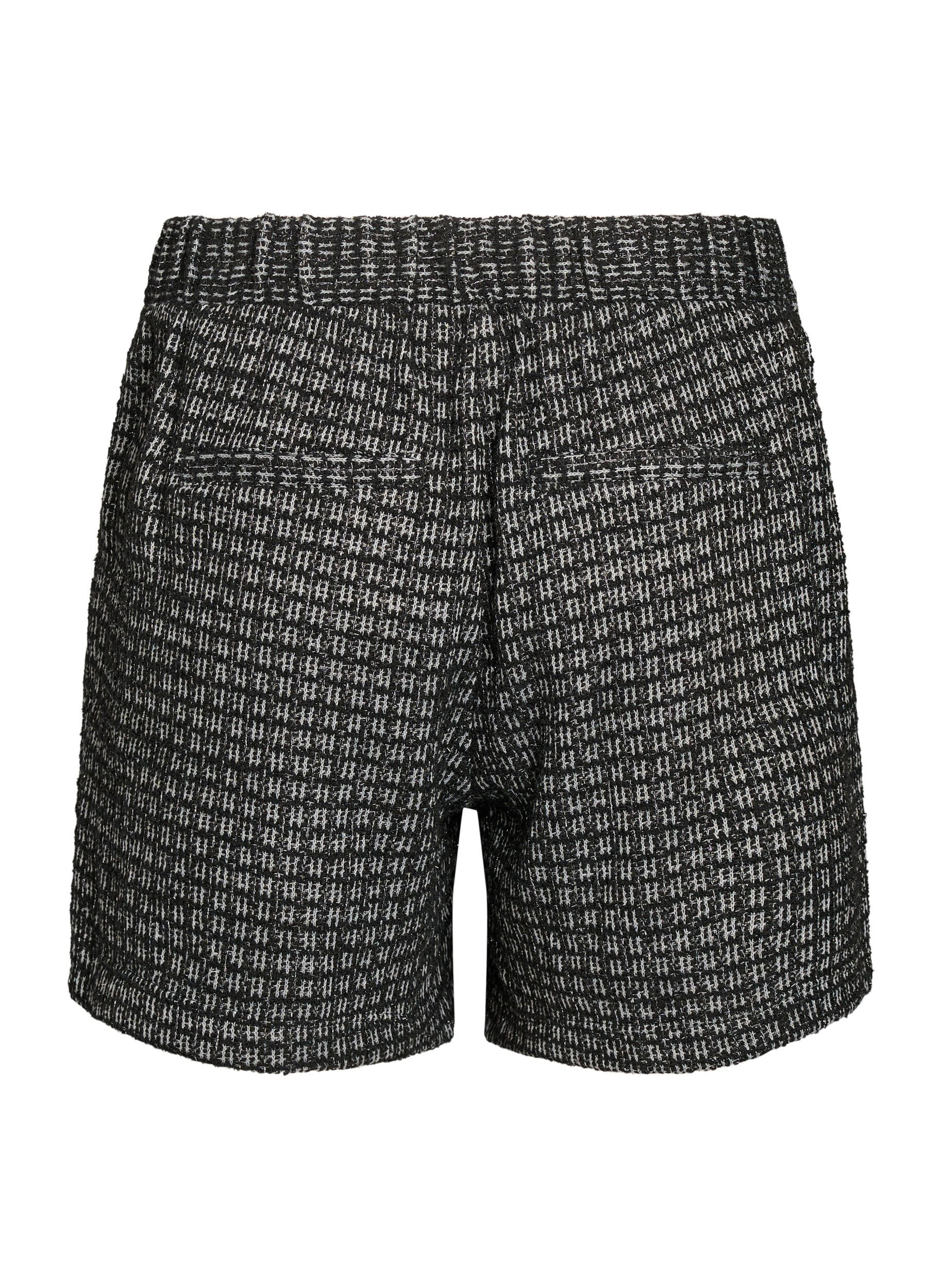 ZizziLockere Boucl&eacute;-Shorts mit Taschen, Schwarz, Packshot image number 1