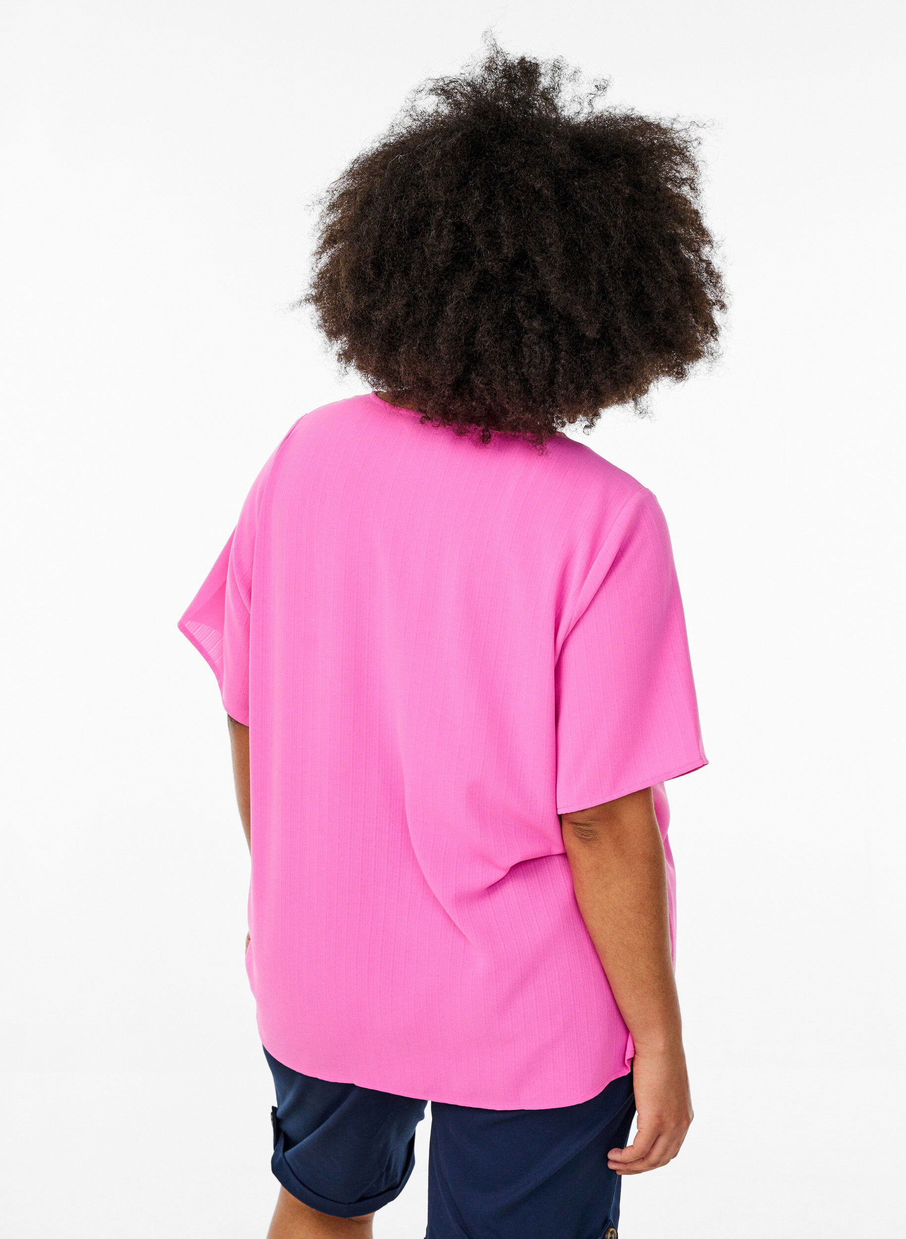 ZizziKurz&auml;rmelige Bluse mit Rundhalsausschnitt, Pink, Model image number 2