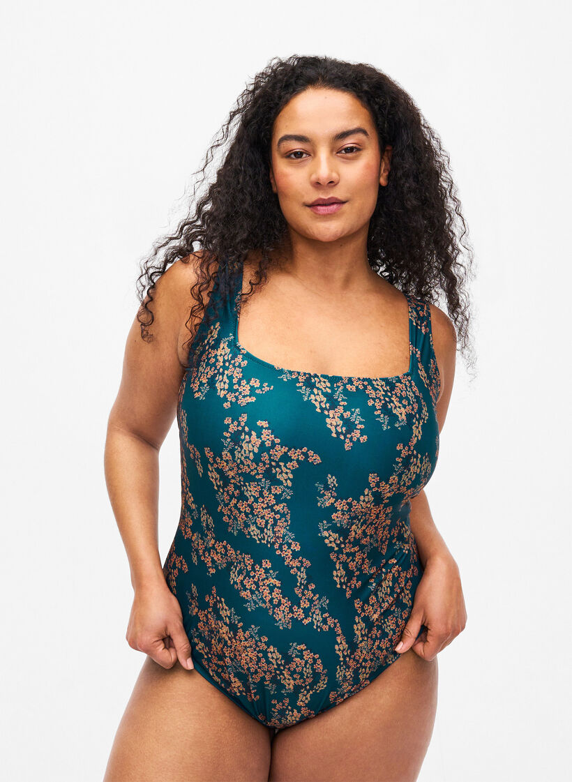 Badeanzug mit Blumenprint, Zebra Flower, Model image number 0