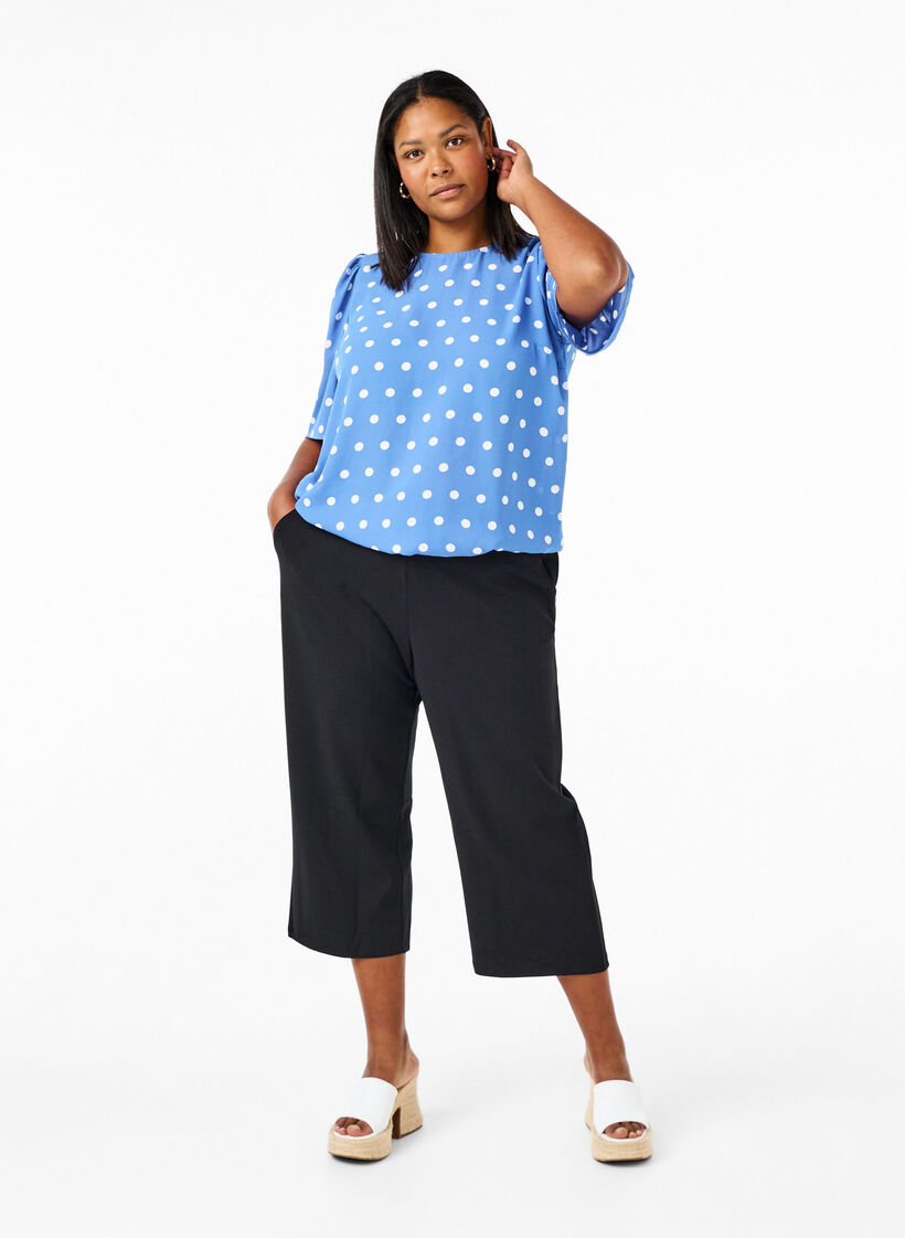 Gepunktete Bluse mit kurzen Ärmeln, River S. White Dot, Model image number 2