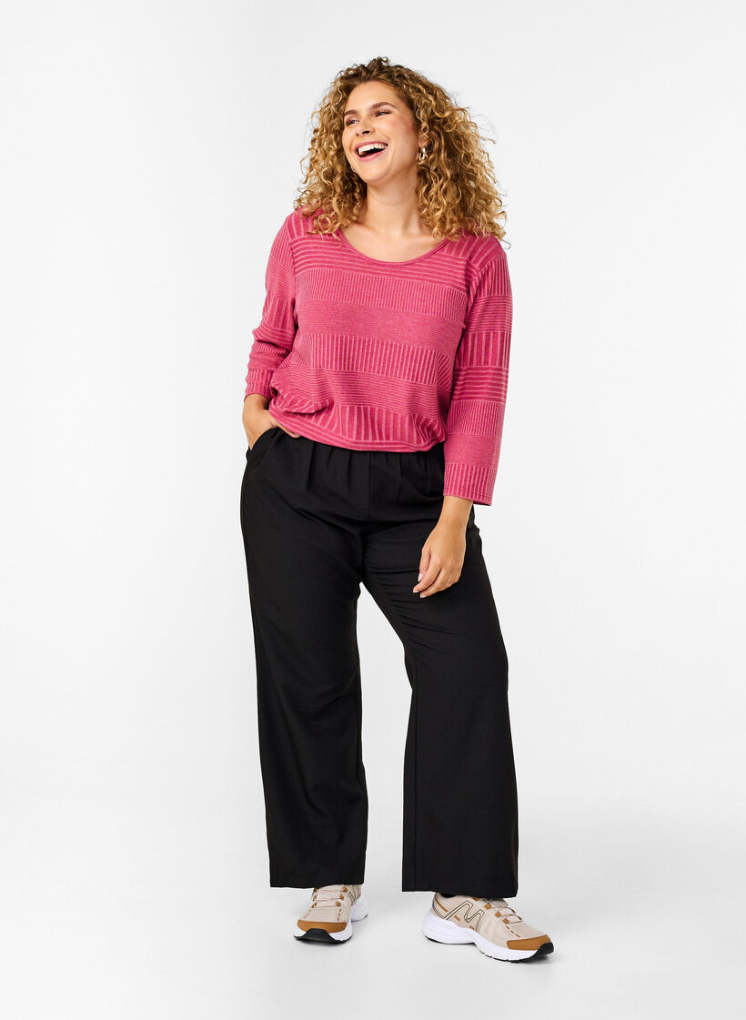 Bluse mit 3/4-Ärmeln und Streifenmuster, Malaga Mel., Model image number 2