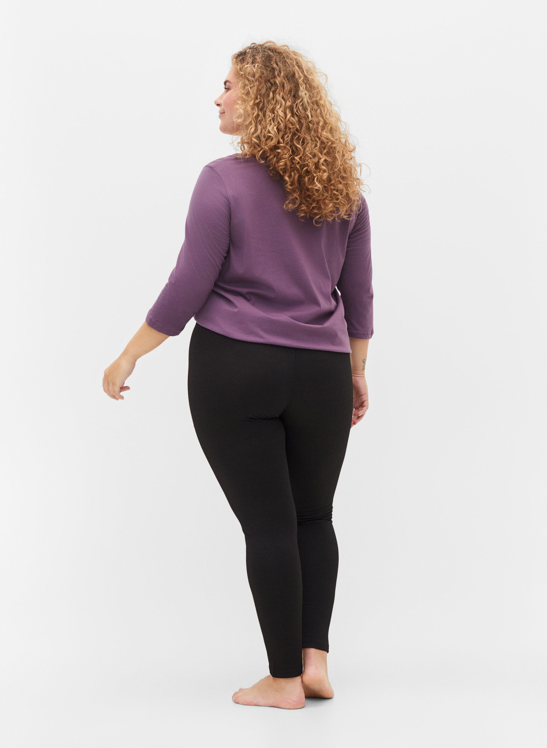 ZizziLeggings mit Stretch Rippstruktur, Black, Model image number 0