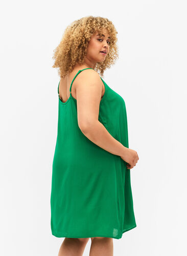 Einfarbiges Trägerkleid aus Viskose, Jolly Green, Model image number 1