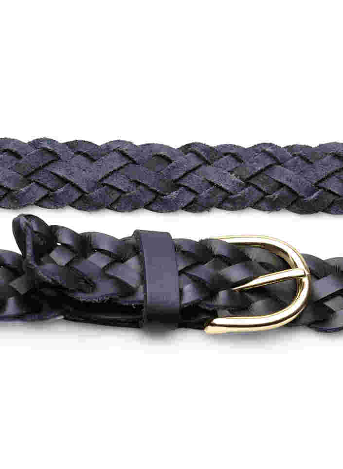 Geflochtener Gürtel aus Leder, Black, Packshot image number 2