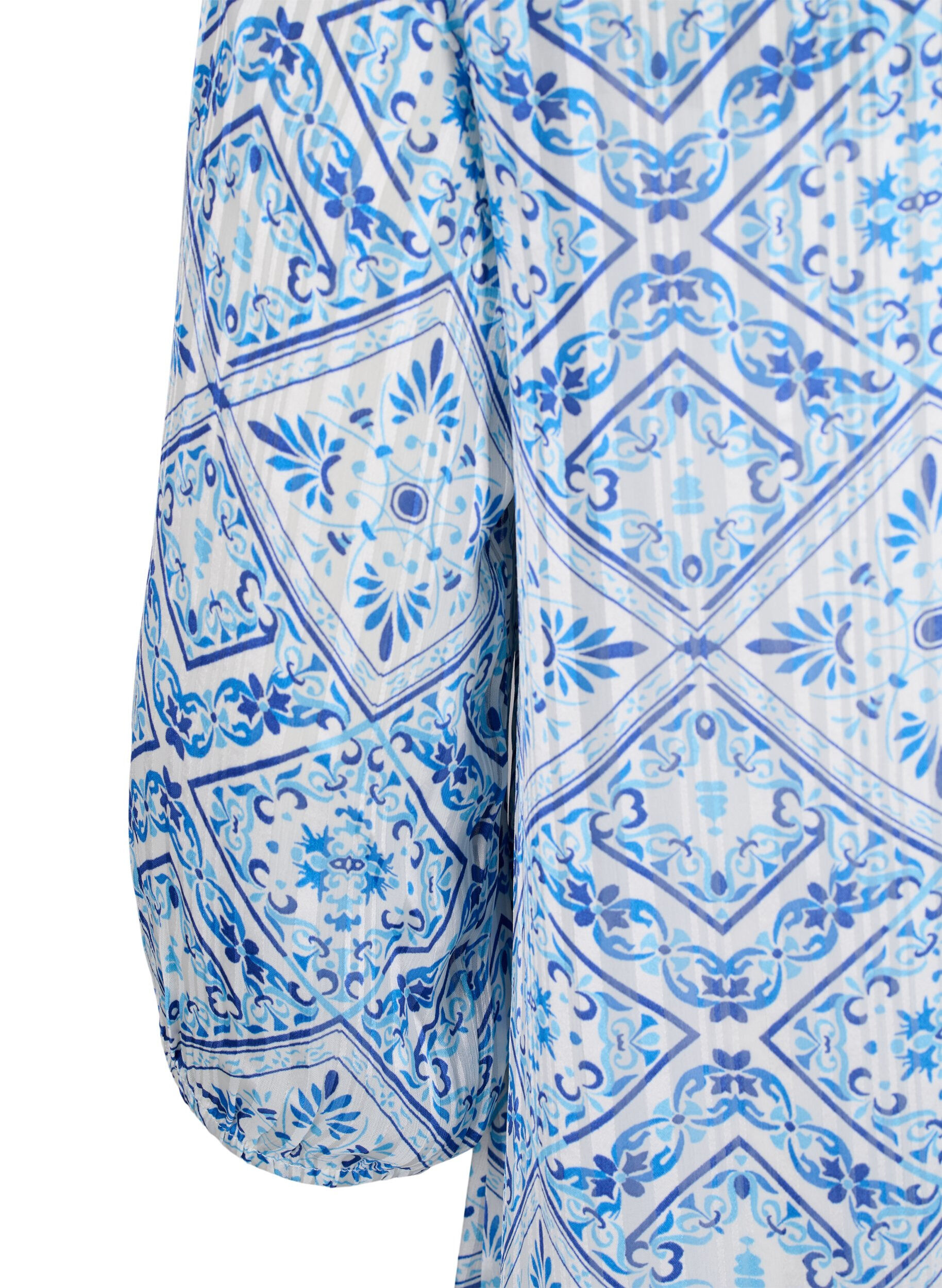 ZizziBedrucktes Kleid mit V-Ausschnitt und 3/4-&Auml;rmeln, Birch Graphic AOP, Packshot image number 3