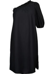 One-Shoulder-Kleid aus Viskose, Black, Packshot