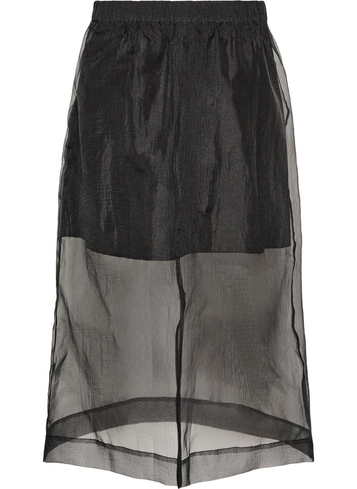 Langer Rock in Organza-Optik, Schwarz, Packshot image number 1