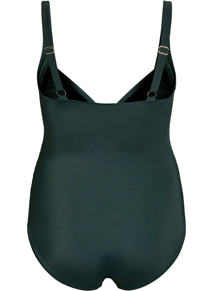 Badeanzug mit Ringdetail und Drapierung, Gr&uuml;n, Packshot image number 1