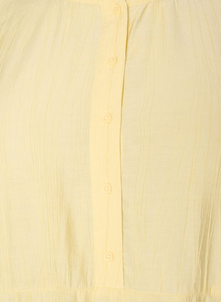Kurzes Kleid aus Viskose mit R&uuml;schendetails, Gelb, Packshot image number 2