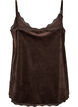 Top aus Velours mit Spitzen, Braun, Packshot image number 1