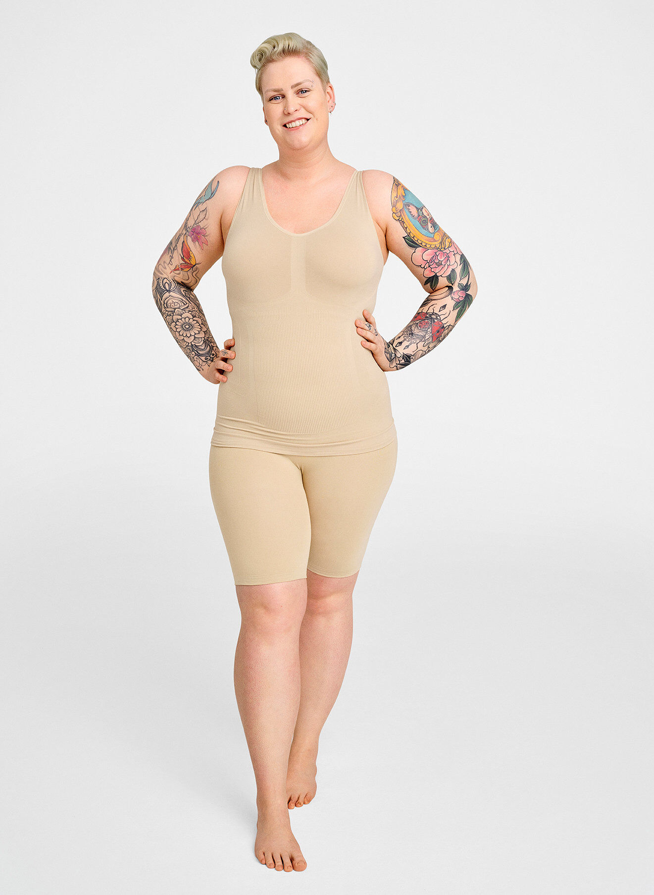 ZizziHochtaillierte Shapewear Shorts, Beige, Image image number 0