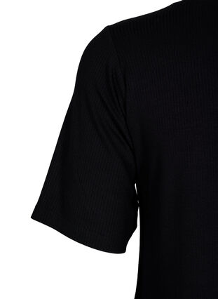 T-Shirt aus gerippter Viskose, Black, Packshot image number 3