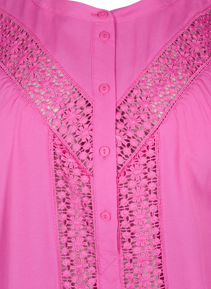 Viskosebluse mit Spitzenbesatz, Raspberry Rose, Packshot image number 2