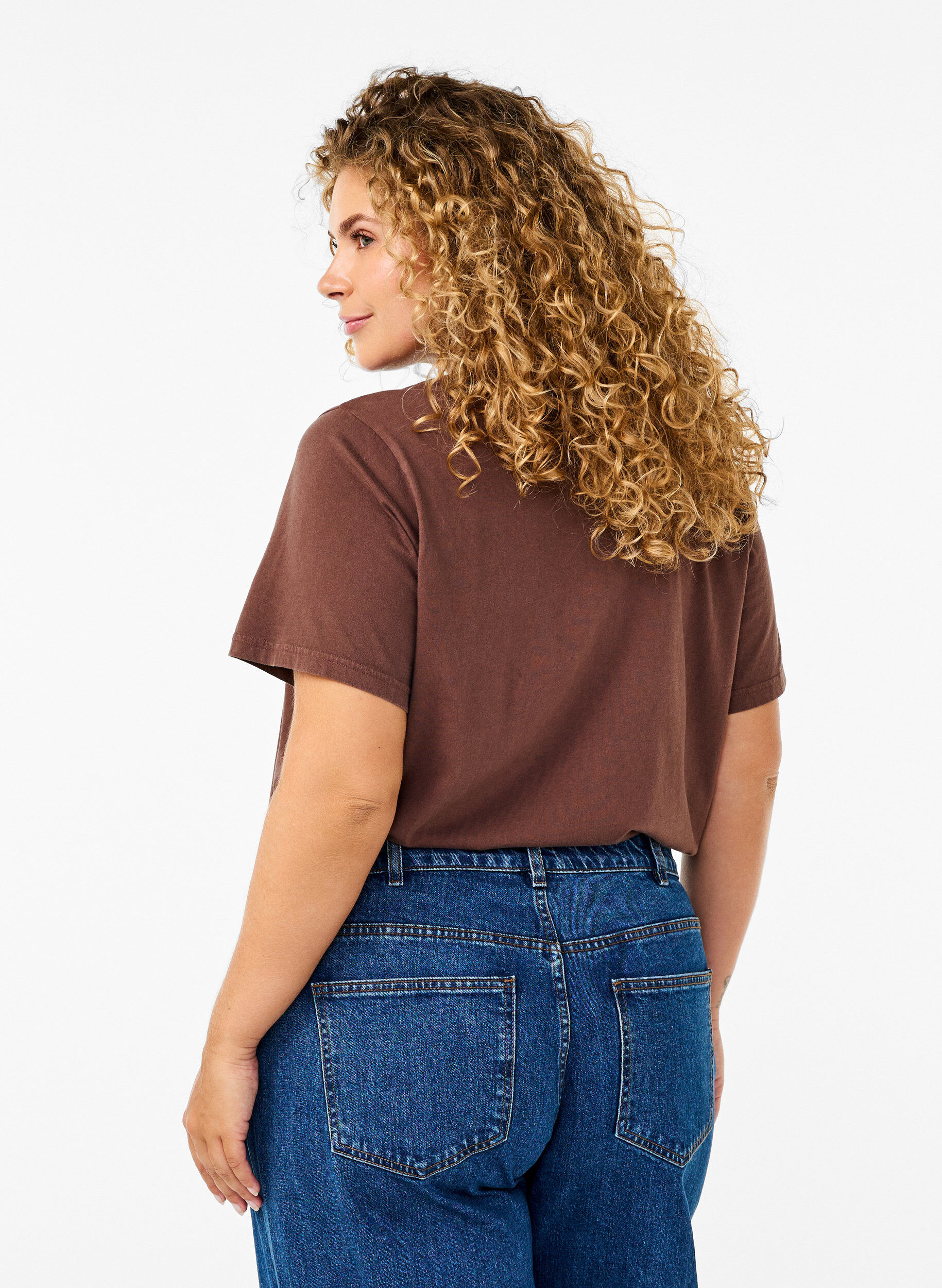 ZizziBedrucktes T-Shirt aus Bio-Baumwolle, Braun, Model image number 2