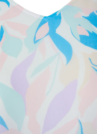 Geblümte Bluse mit langen Ärmeln und V-Ausschnitt, White/Pastel Leaf, Packshot image number 2