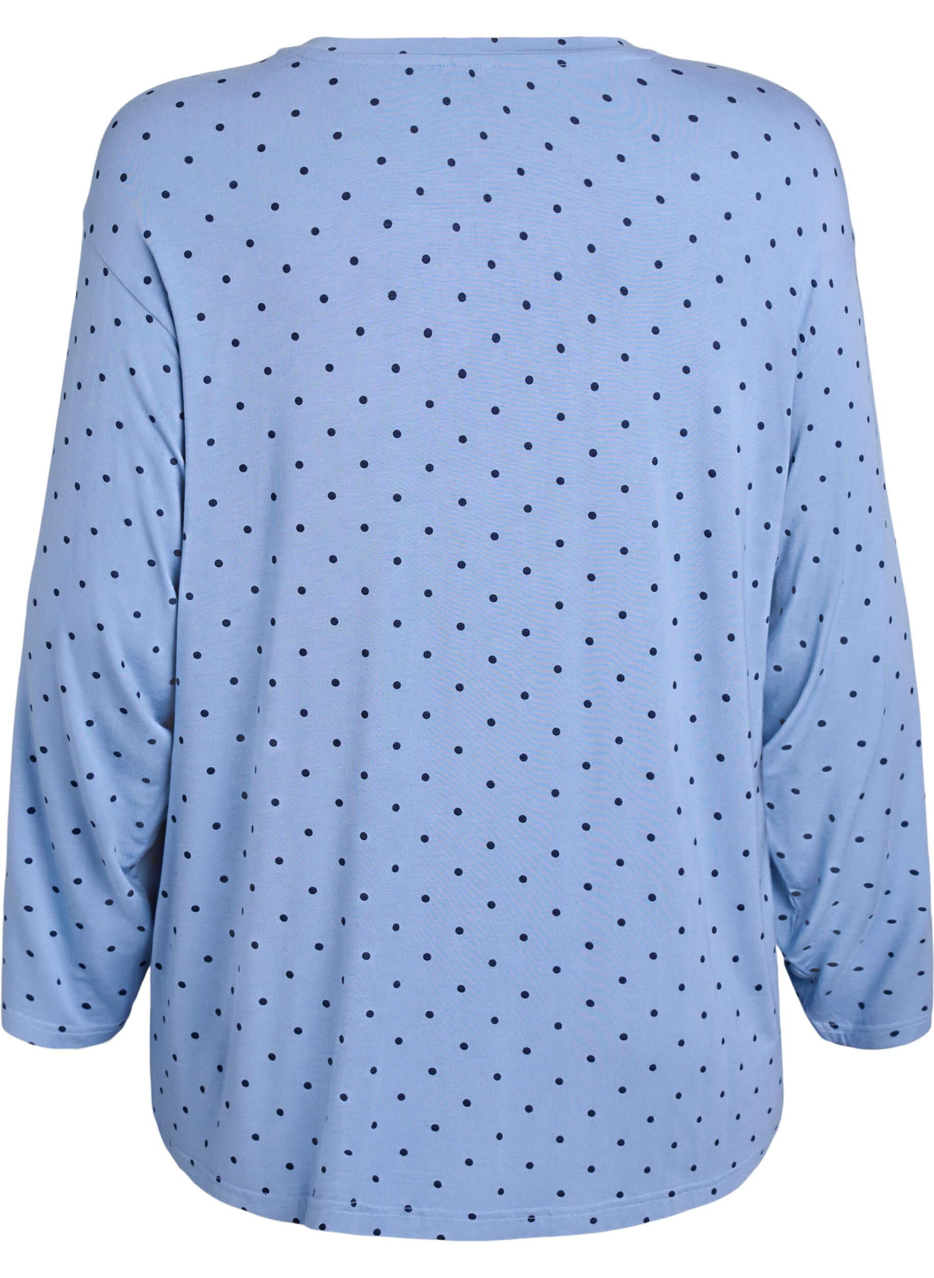 ZizziSchlafbluse aus Modal mit langen &Auml;rmeln, Blau, Packshot image number 1