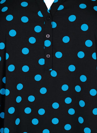 Gepunktete Bluse mit 3/4-Ärmeln , Black Blue Dot, Packshot image number 2