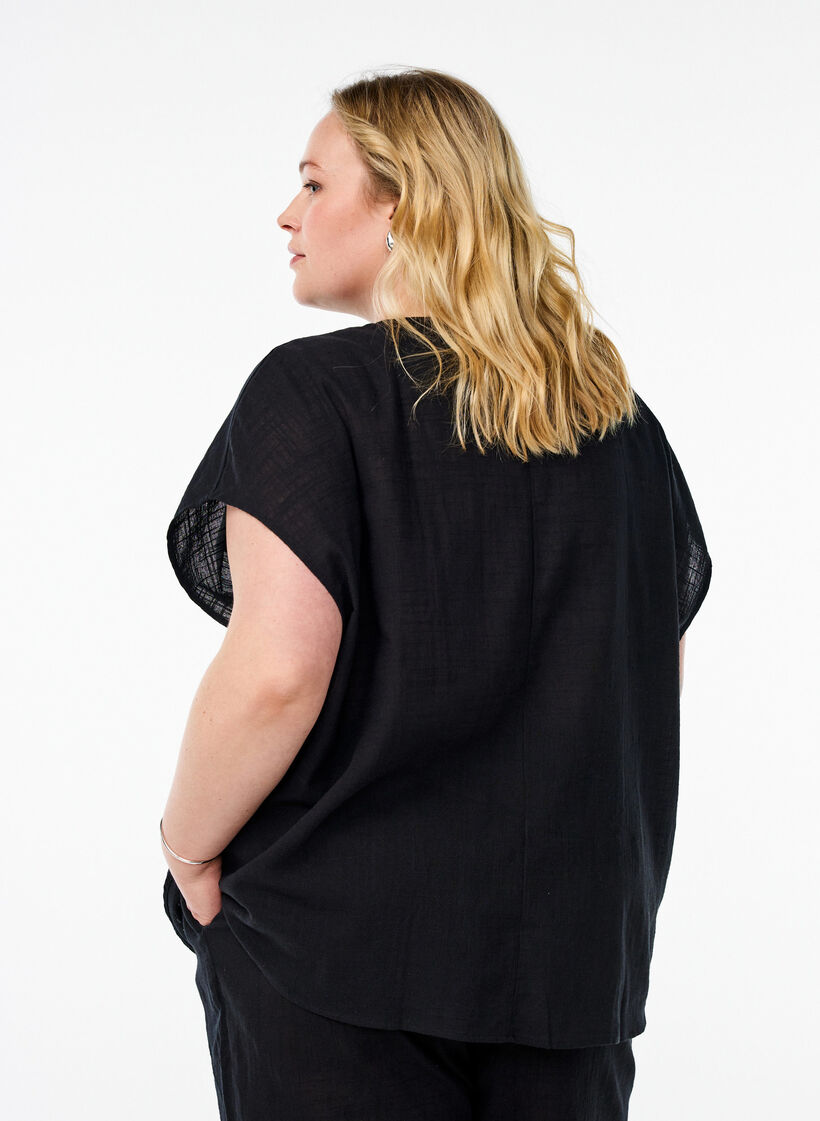 FLASH - Lockere Bluse mit angeschnittenen Ärmeln, Schwarz, Model image number 2