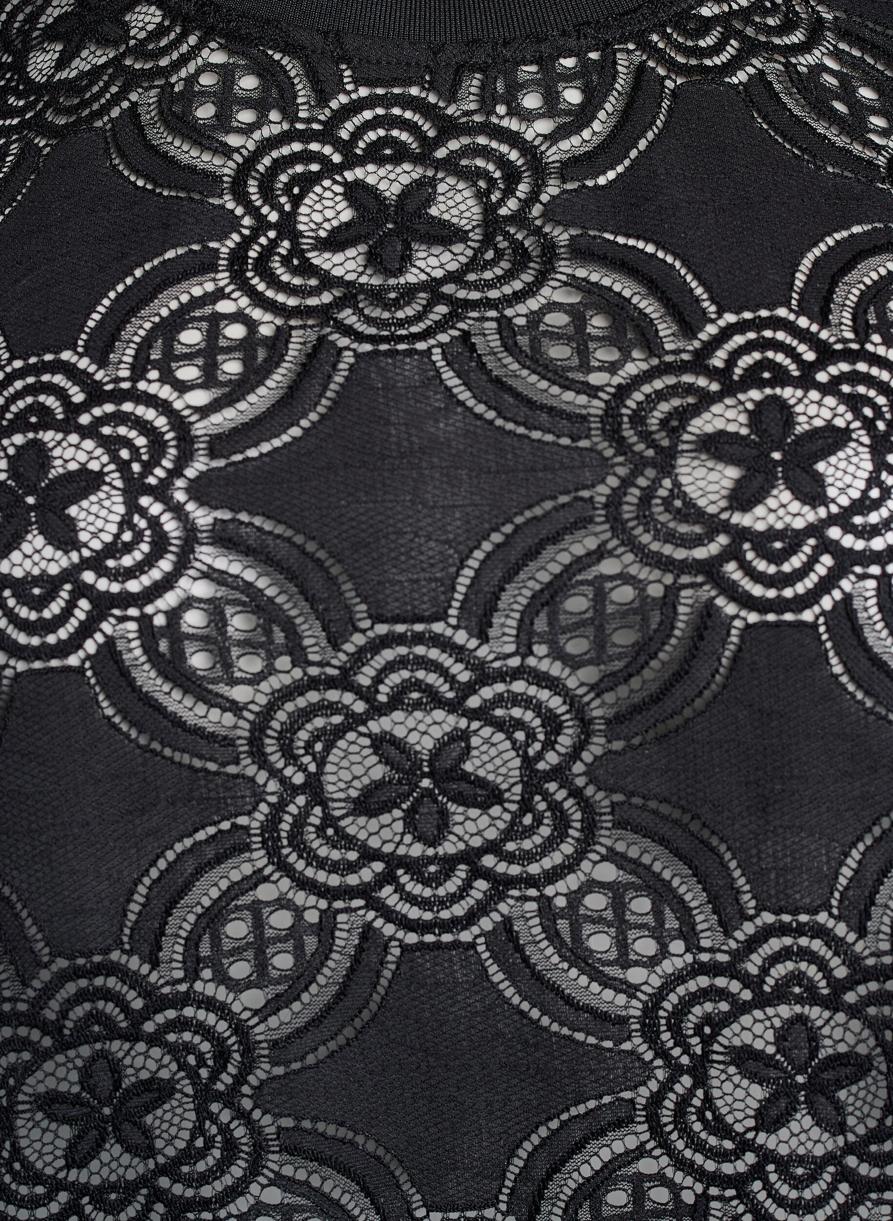 ZizziSpitzenbluse mit grafischem Muster und 1/2-&Auml;rmeln, Schwarz, Packshot image number 2