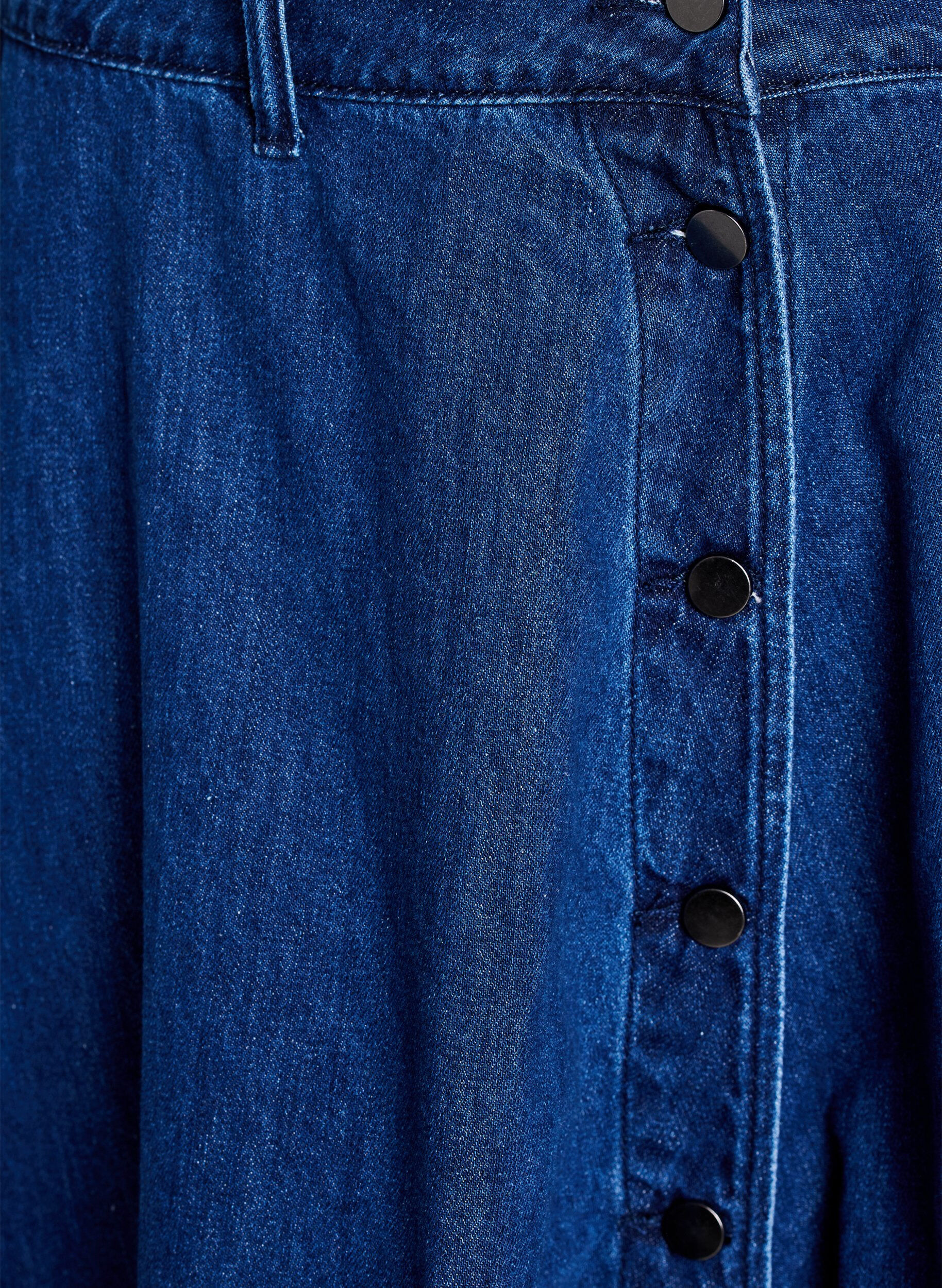 ZizziJeansrock in A-Linie mit Knopfleiste, Blau, Packshot image number 2