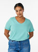 Einfarbiges Basic-T-Shirt aus Baumwolle, Gr&uuml;n, Model image number 0