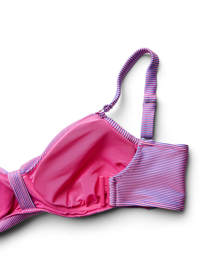 Gestreiftes Bikini-Top mit B&uuml;gel, Pink, Packshot image number 3