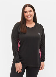 Skiunterhemd mit Kontraststreifen, Black w. Sea Pink, Model