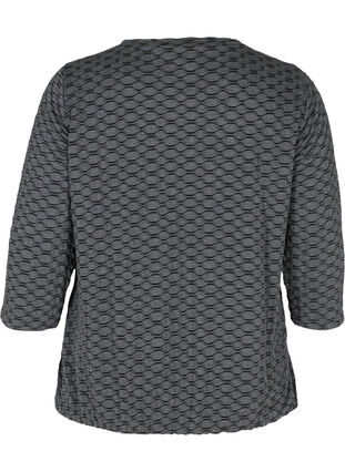 Bluse in strukturiertem Muster mit 3/4-Ärmeln, Black, Packshot image number 1