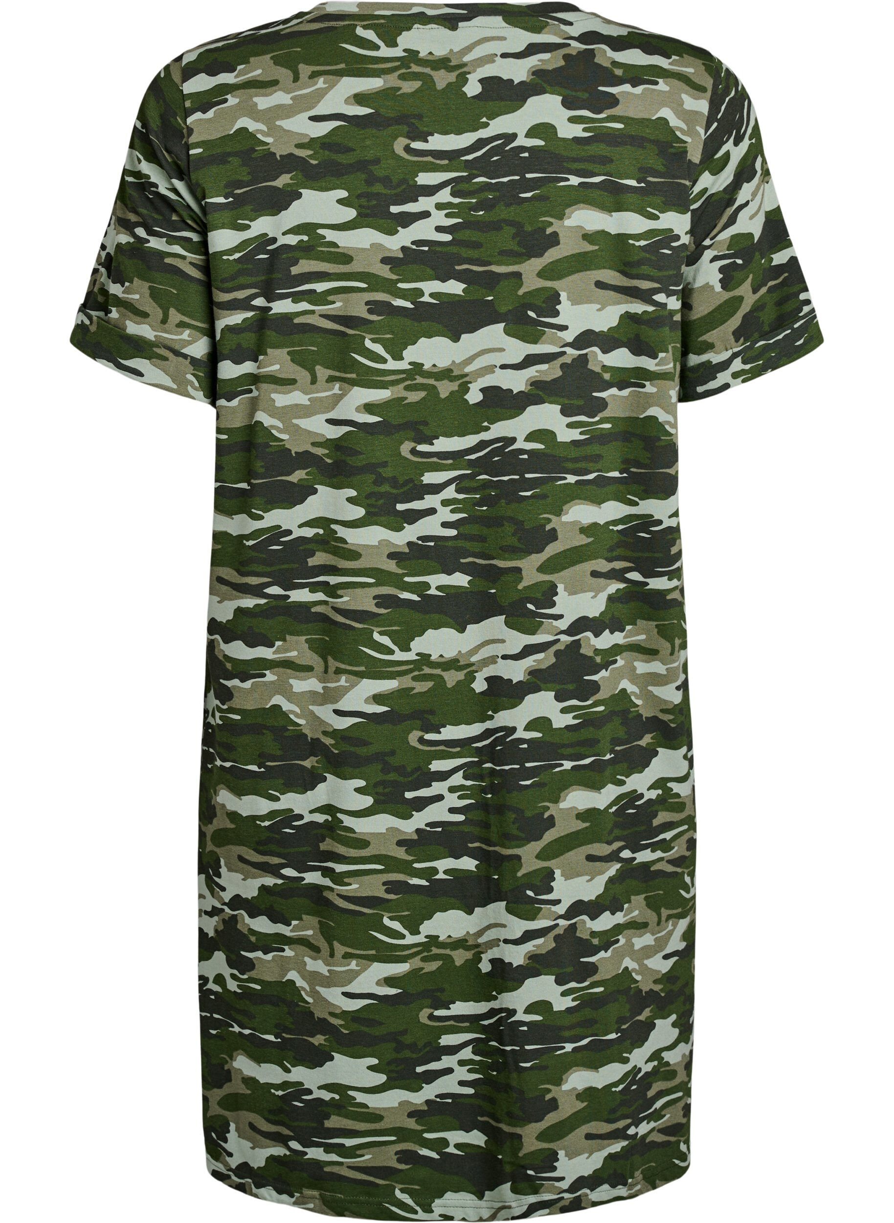 ZizziKurzes T-Shirt Kleid aus Baumwolljersey, Gr&uuml;n, Packshot image number 1