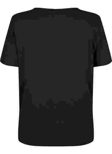 T-Shirt mit V-Ausschnitt und Kreuzdetails, Black, Packshot image number 1