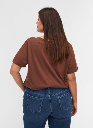 Kurzarm T-Shirt mit breitem, geripptem Hals, Rocky Road, Model image number 1