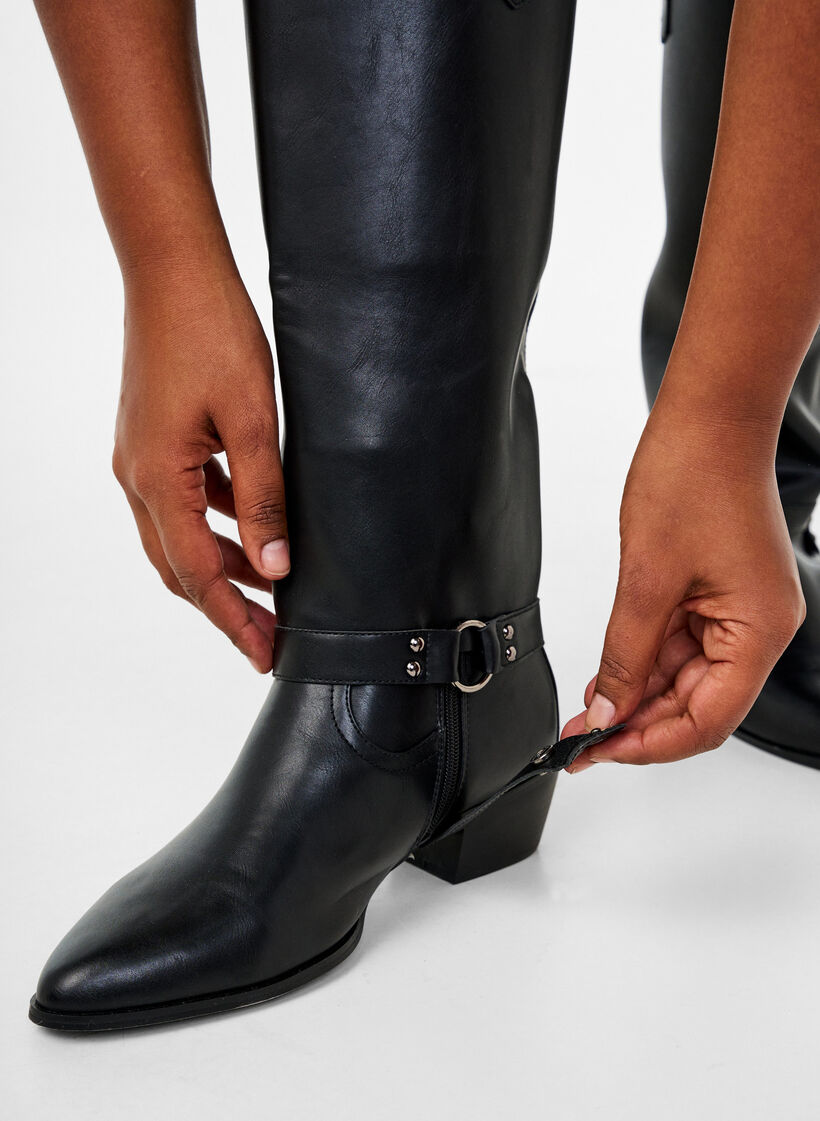Hoher Stiefel mit abnehmbarem Schaft, Schwarz, Model image number 2