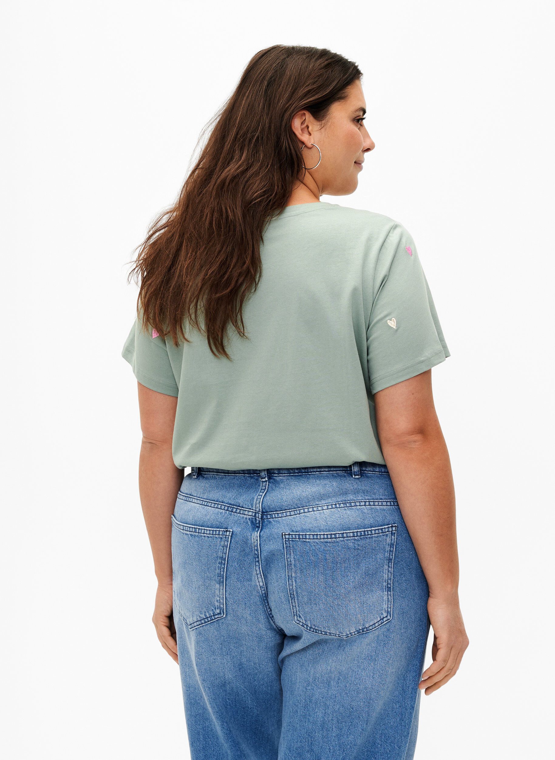 ZizziT-Shirt aus Bio-Baumwolle mit Herzen, Chinois G. Love Emb., Model image number 1