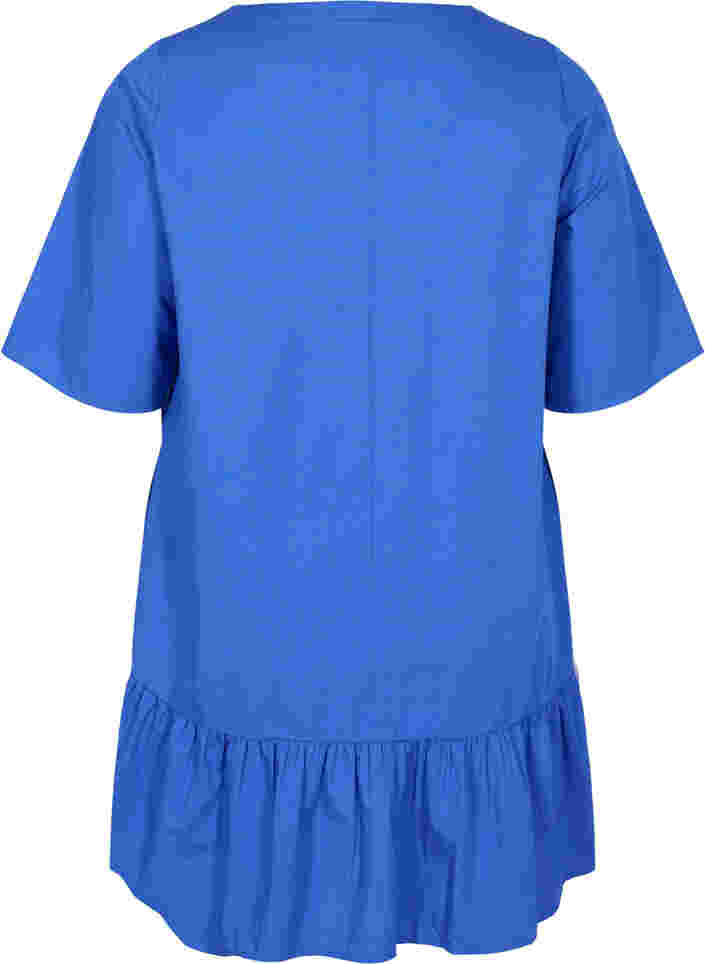 Kurzarm Baumwolltunika mit A-Linie, Dazzling Blue, Packshot image number 1
