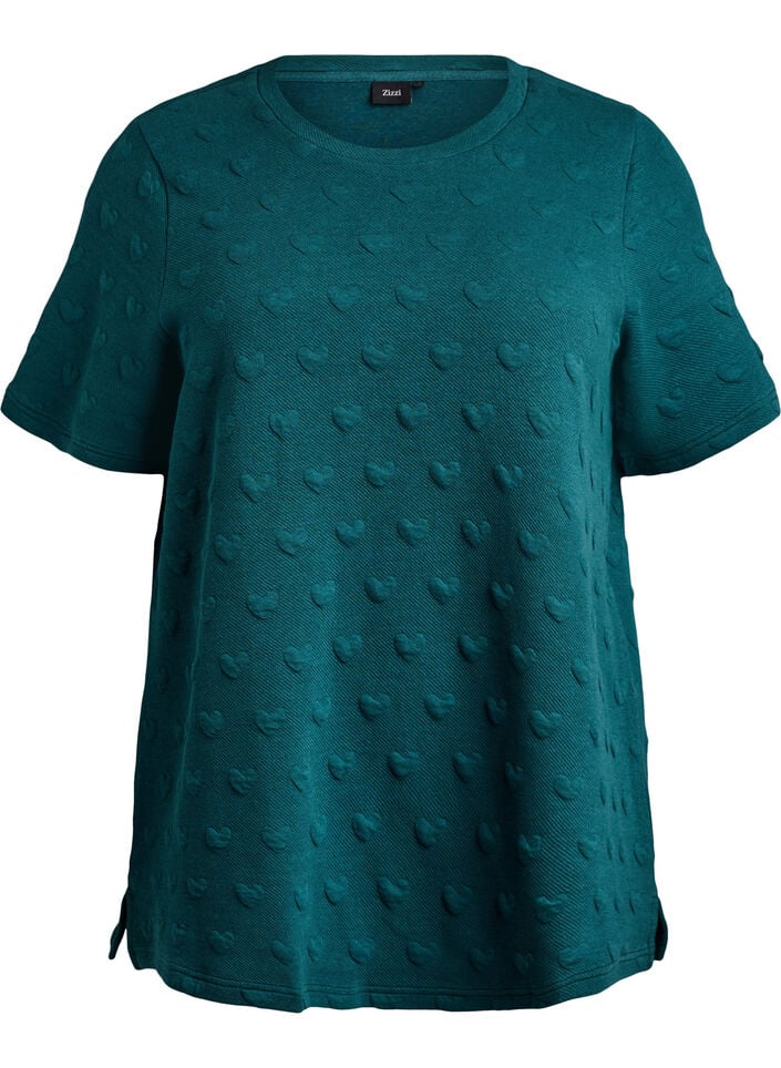 T-Shirt aus gepr&auml;gtem Baumwolljersey, Gr&uuml;n, Packshot image number 0