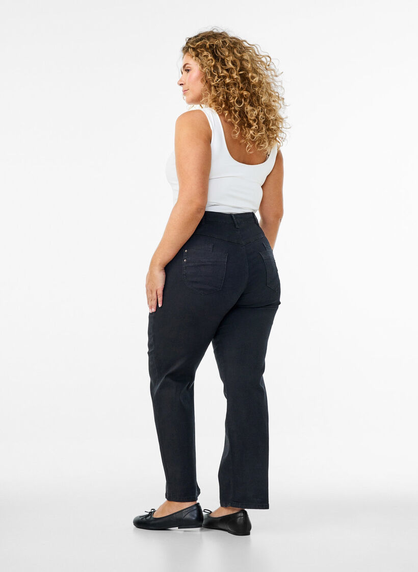 Gemma Jeans in Regular Fit mit hohem Bund, Schwarz, Model image number 1