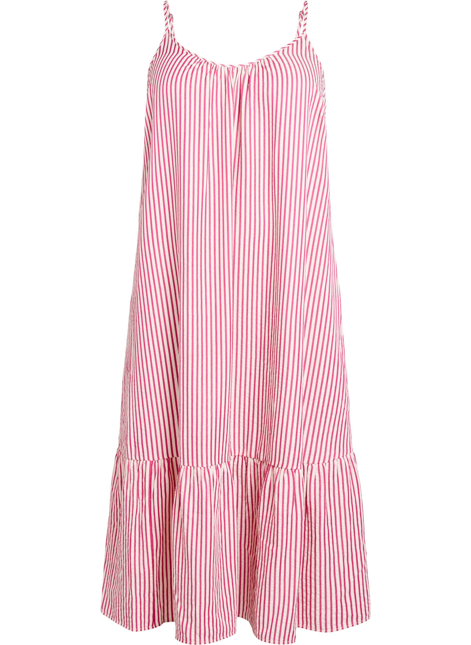 ZizziSommerkleid mit Streifen und A-Linie, Pink, Packshot image number 0
