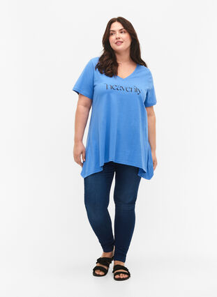 T-Shirt aus Baumwolle mit kurzen Ärmeln, Ultramarine HEAVENLY, Model image number 2