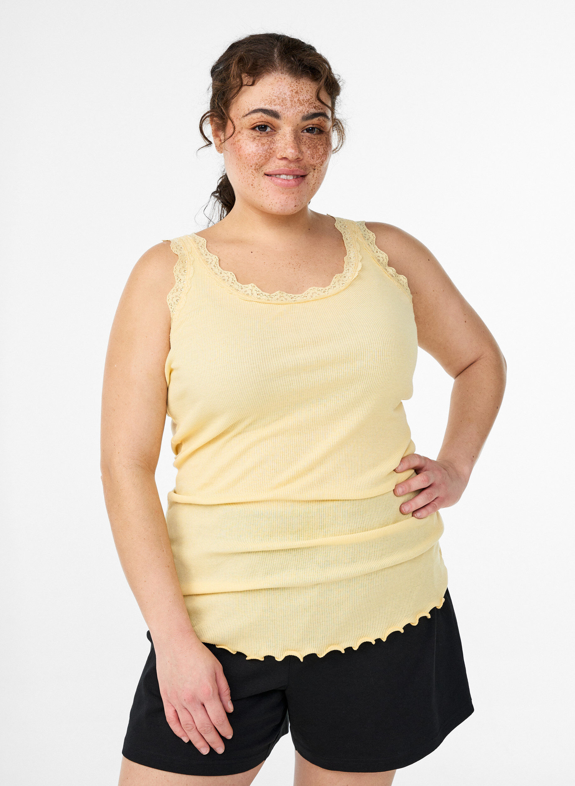 ZizziSpitzentop, Gelb, Model image number 0