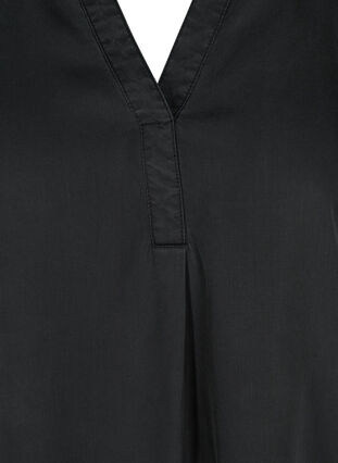 Kurzarm Kleid mit V-Ausschnitt, Black, Packshot image number 2