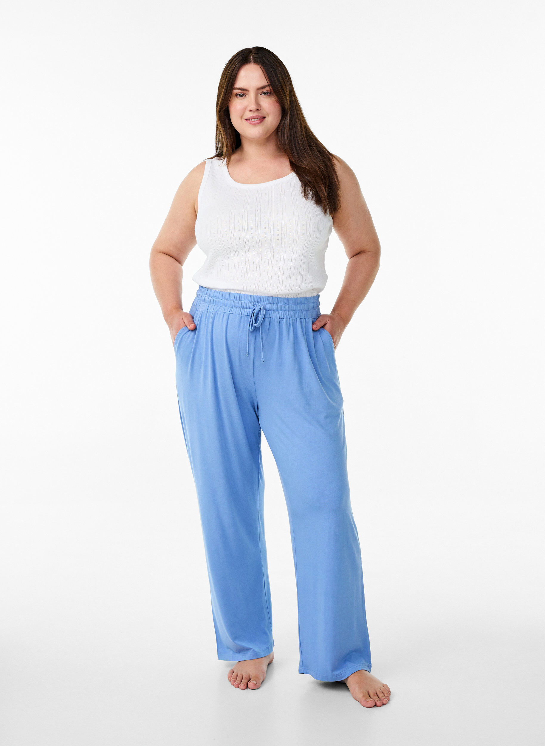 ZizziNachthemd aus Bio-Baumwolle mit Strukturmuster, Wei&szlig;, Model image number 1