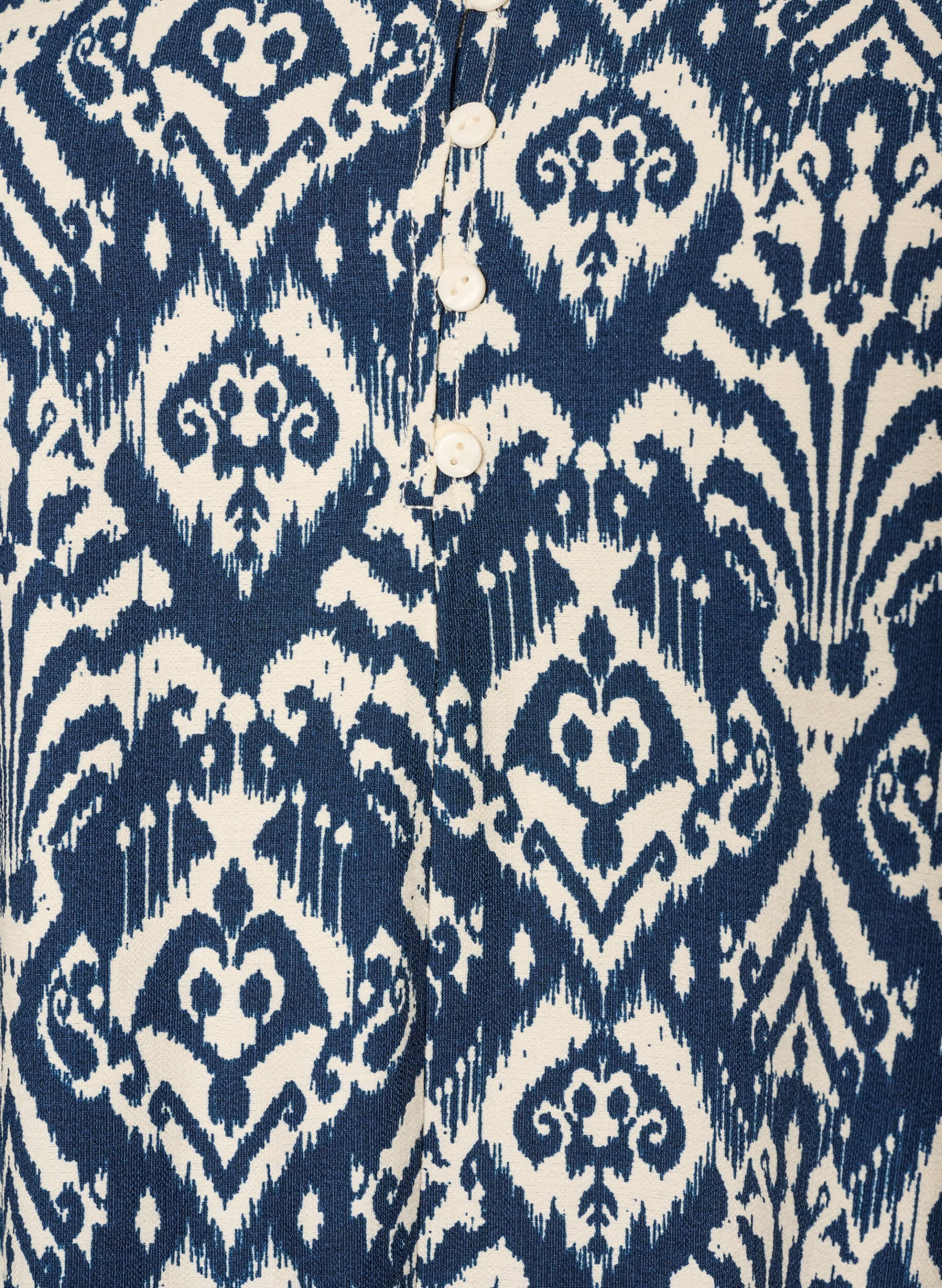ZizziGemustertes Kleid aus Viskose mit langen &Auml;rmeln, Blau, Packshot image number 2
