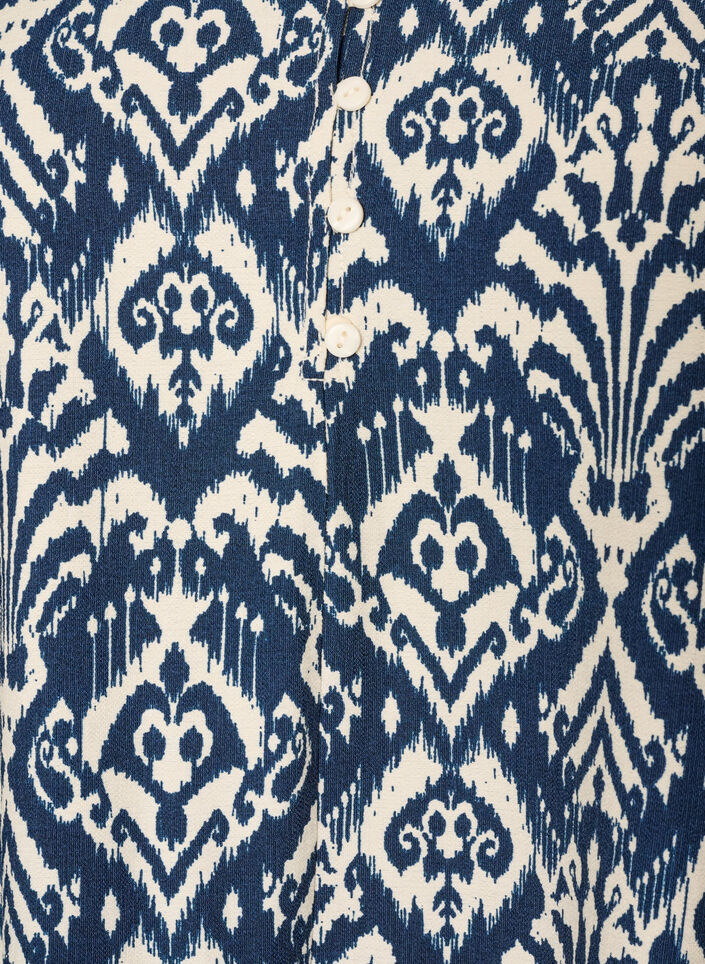 Gemustertes Kleid aus Viskose mit langen &Auml;rmeln, Blau, Packshot image number 2