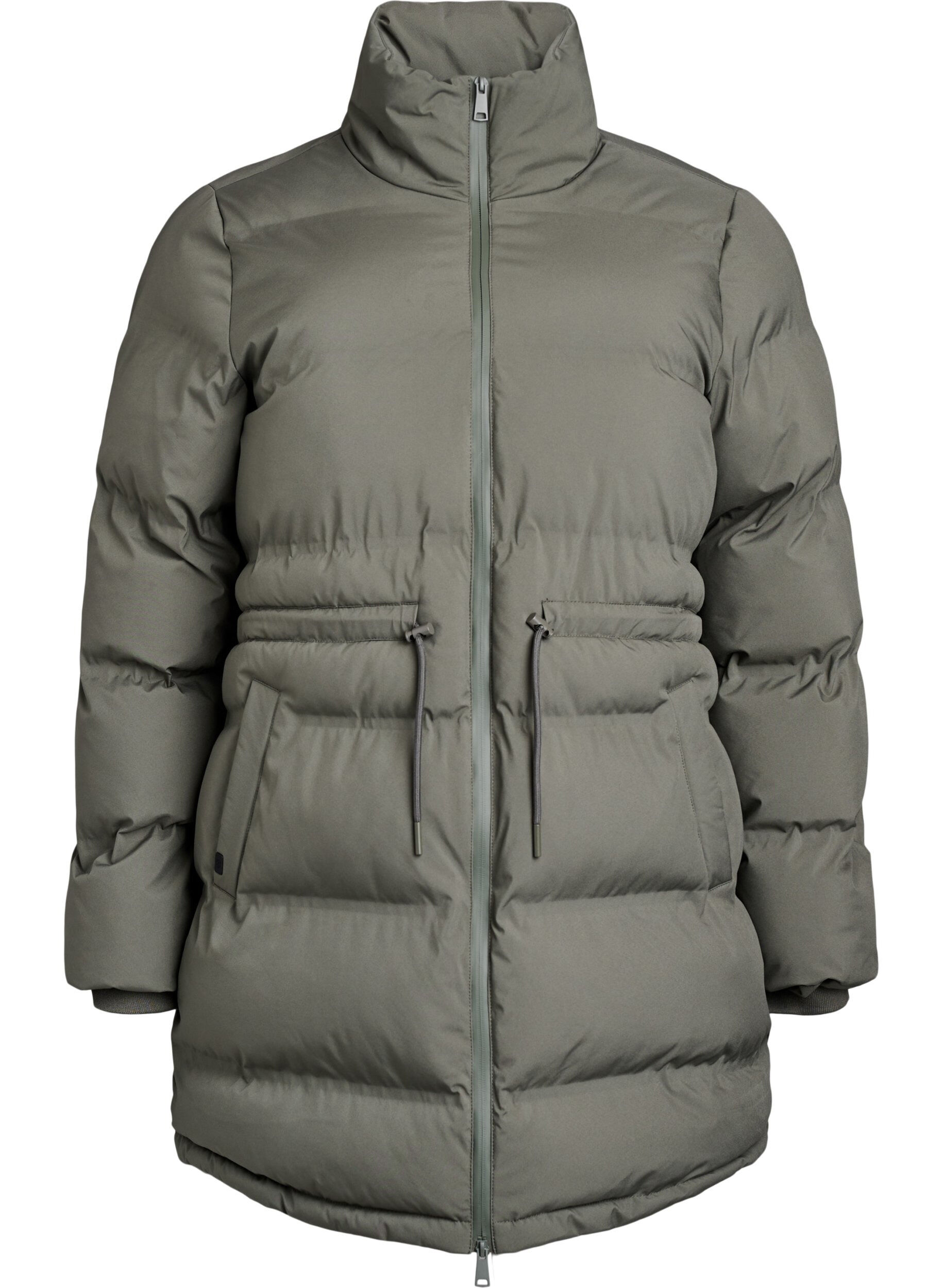 Mittellange Pufferjacke mit verstellbarer Taille